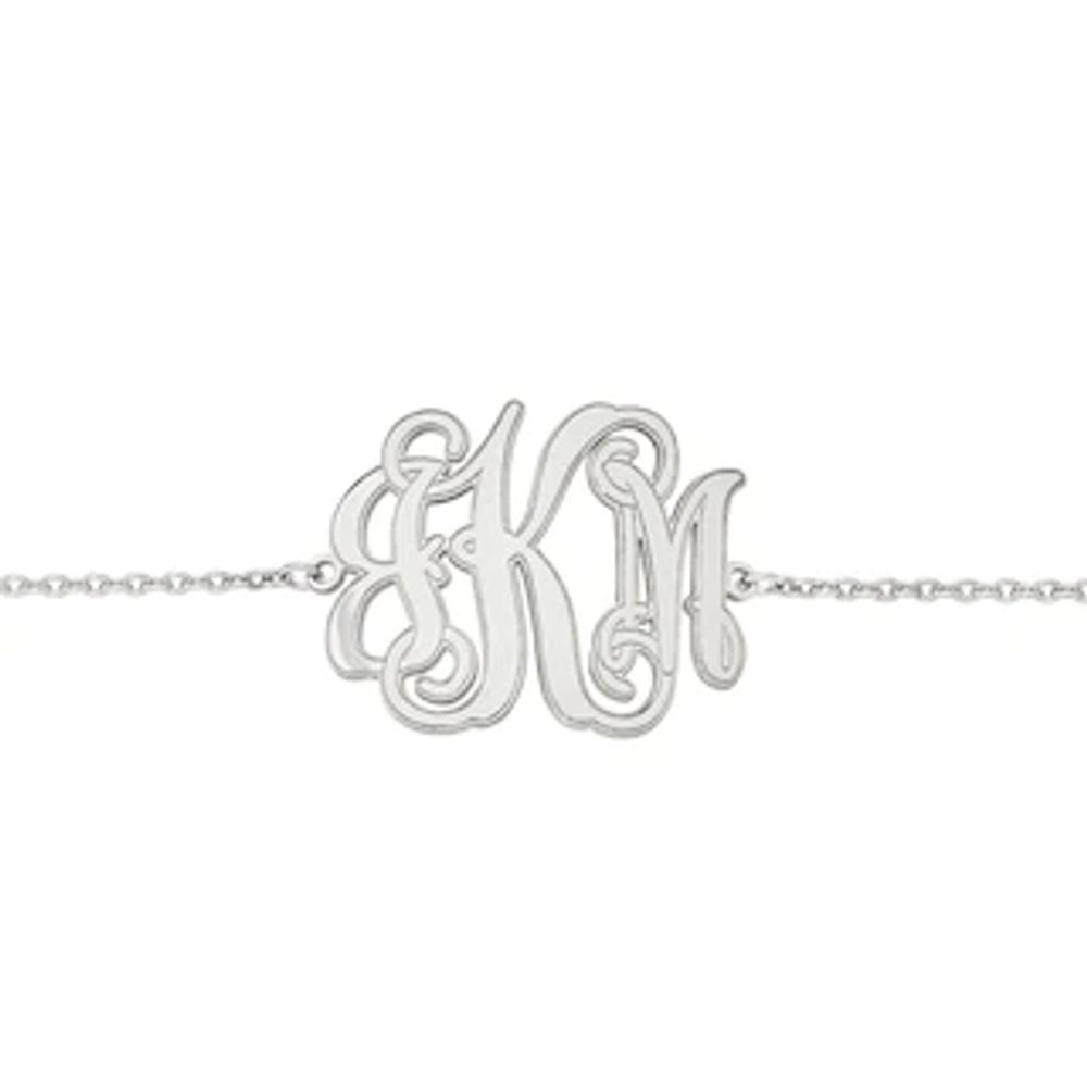 Scroll Monogram Bracelet in Sterling Silver (3 Initials) - 7.5"|Peoples Jewellers