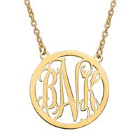 Scroll Monogram Circle Necklace in 10K Gold (3 Initials)|Peoples Jewellers