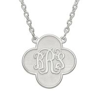 Clover Scroll Monogram Necklace in Sterling Silver (3 Initials)|Peoples Jewellers