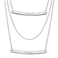 Triple Chain Name Bar Necklace in Sterling Silver (2 Names)|Peoples Jewellers