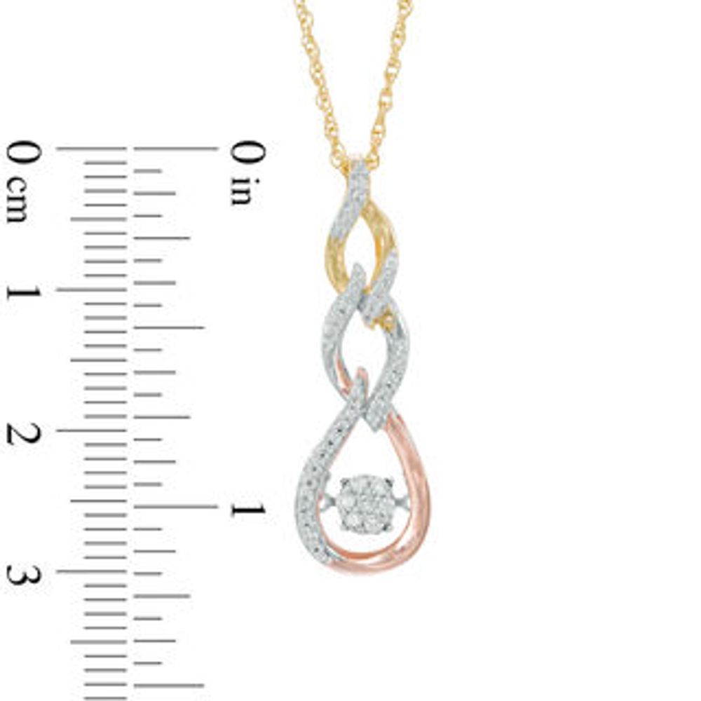 Unstoppable Love™ 0.18 CT. T.W. Composite Diamond Triple Flame Drop Pendant in 10K Tri-Tone Gold|Peoples Jewellers