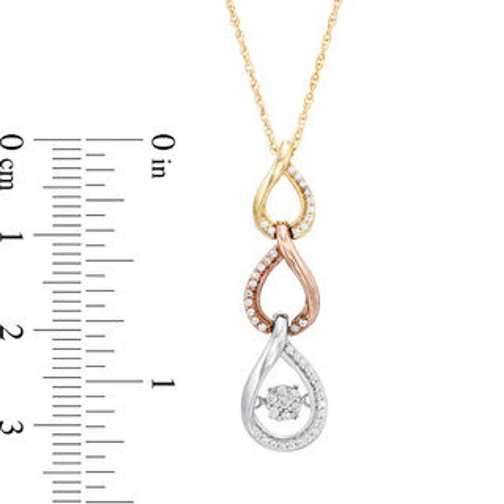 Unstoppable Love™ 0.15 CT. T.W. Composite Diamond Triple Tear-Drop Pendant in 10K Tri-Tone Gold|Peoples Jewellers