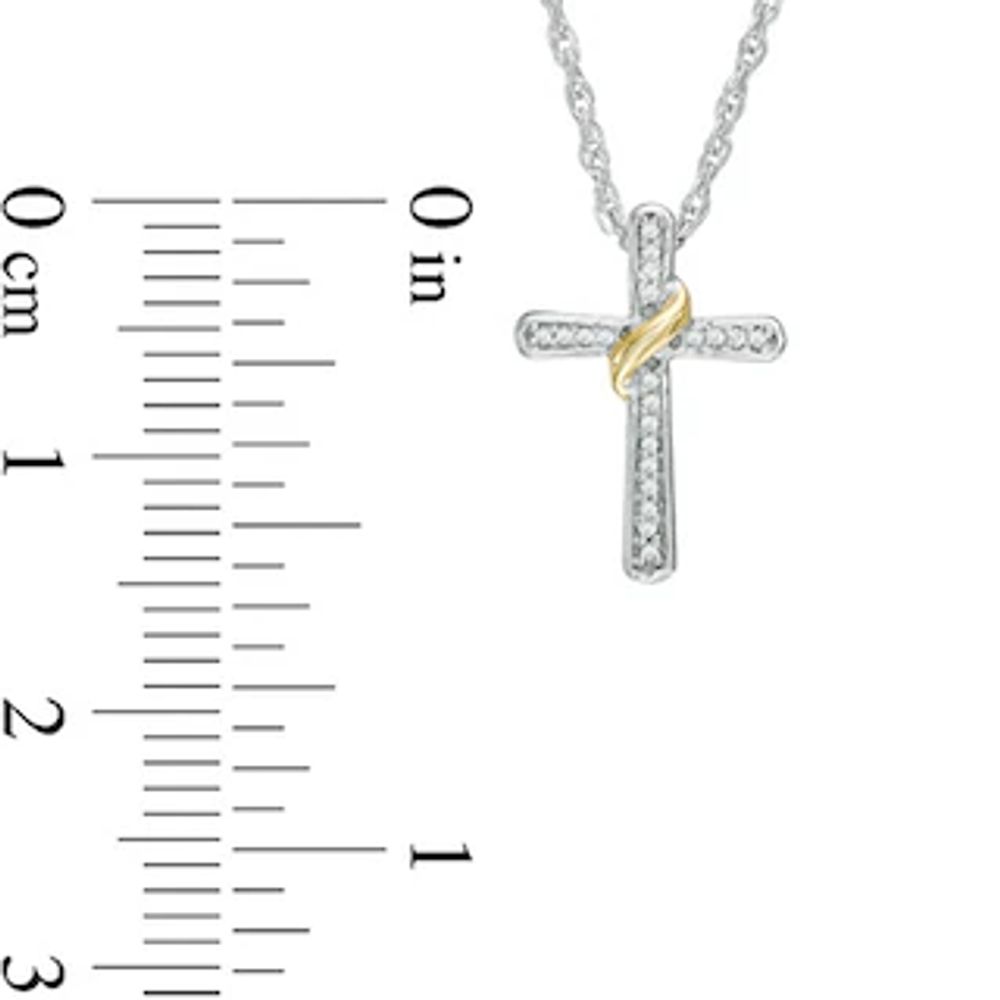 Diamond Accent Wrap Around Cross Pendant in 10K Two-Tone Gold|Peoples Jewellers