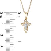 Diamond Accent Outlined Cross Pendant in 10K Gold|Peoples Jewellers