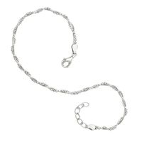 Polished Bead and Snake Chain Wrapped Anklet in Sterling Silver - 10"|Peoples Jewellers