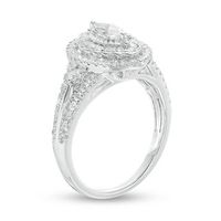 0.95 CT. T.W. Marquise Diamond Double Frame Split Shank Engagement Ring in 14K White Gold|Peoples Jewellers