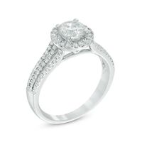 1.10 CT. T.W. Diamond Frame Triple Row Split Shank Engagement Ring in 14K White Gold|Peoples Jewellers