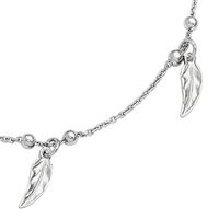 Captive Feather Dangle and Bead Station Anklet in Sterling Silver - 10"|Peoples Jewellers