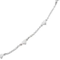 Polished Puff Heart Station Anklet in Sterling Silver - 10"|Peoples Jewellers