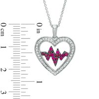Lab-Created Ruby and White Sapphire Heartbeat Pendant in Sterling Silver|Peoples Jewellers