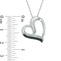 Enhanced Black and White Diamond Accent Tilted Heart Pendant in Sterling Silver|Peoples Jewellers