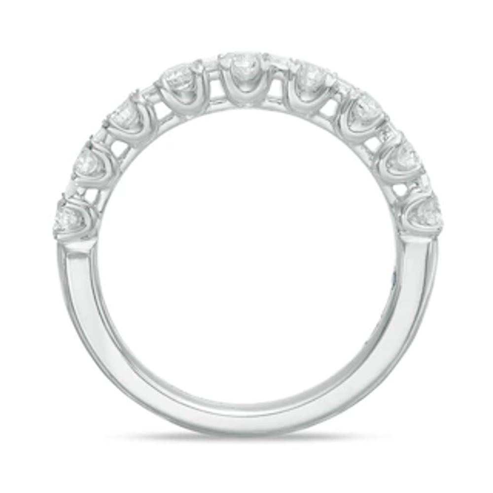Vera Wang Love Collection 0.58 CT. T.W. Baguette and Round Diamond Alternating Wedding Band in 14K White Gold|Peoples Jewellers
