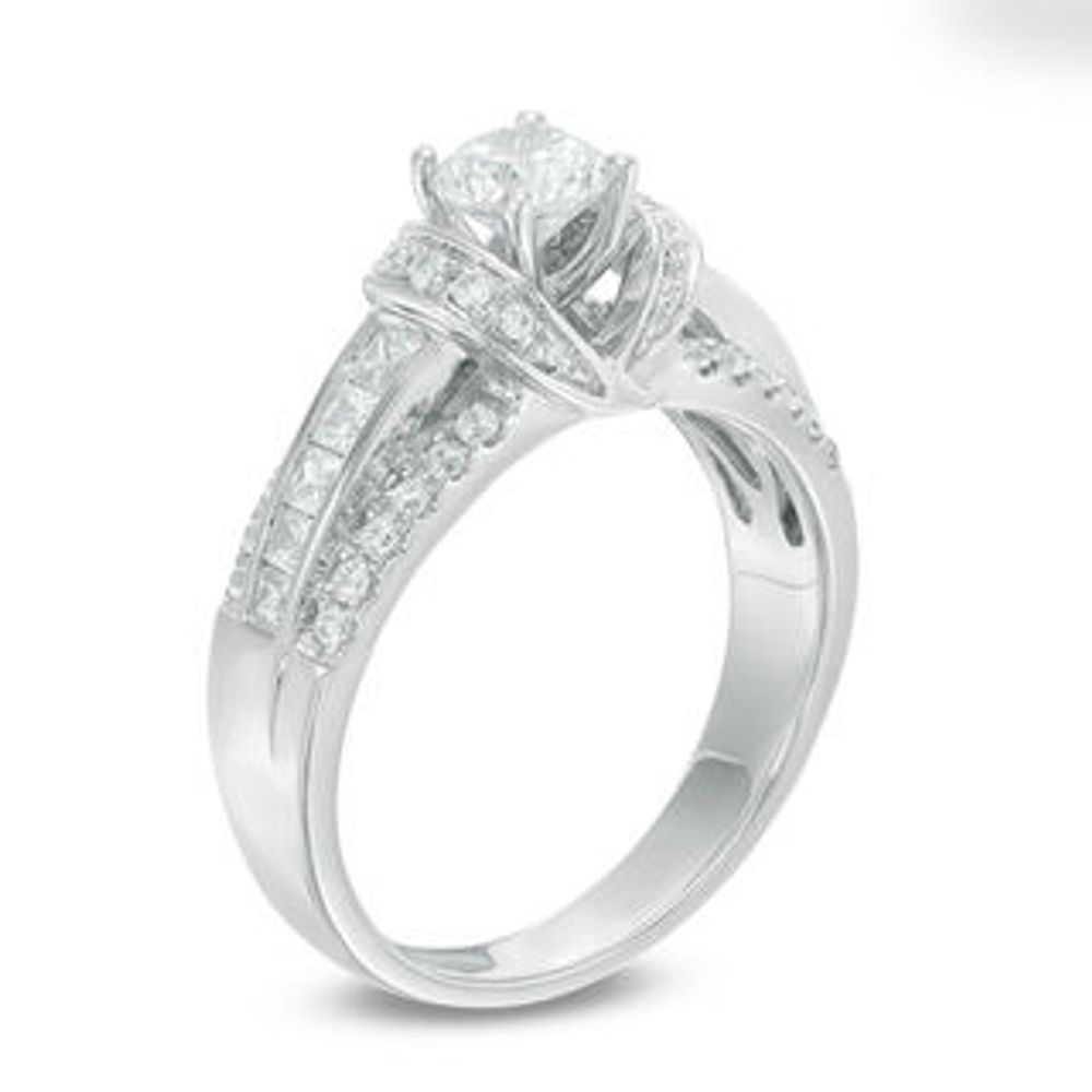 1.08 CT. T.W. Diamond Collar Triple Row Engagement Ring in 14K White Gold|Peoples Jewellers