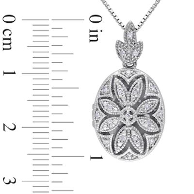 Diamond Accents Floral Vintage Locket Pendant with Chain in