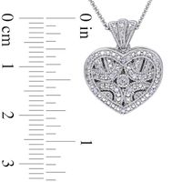 Diamond Accent Vintage-Style Beaded Heart Frame Locket in Sterling Silver|Peoples Jewellers