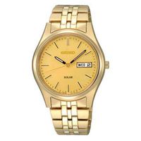 Men's Seiko Solar Gold-Tone Watch with Champagne Dial (Model: SNE036)|Peoples Jewellers