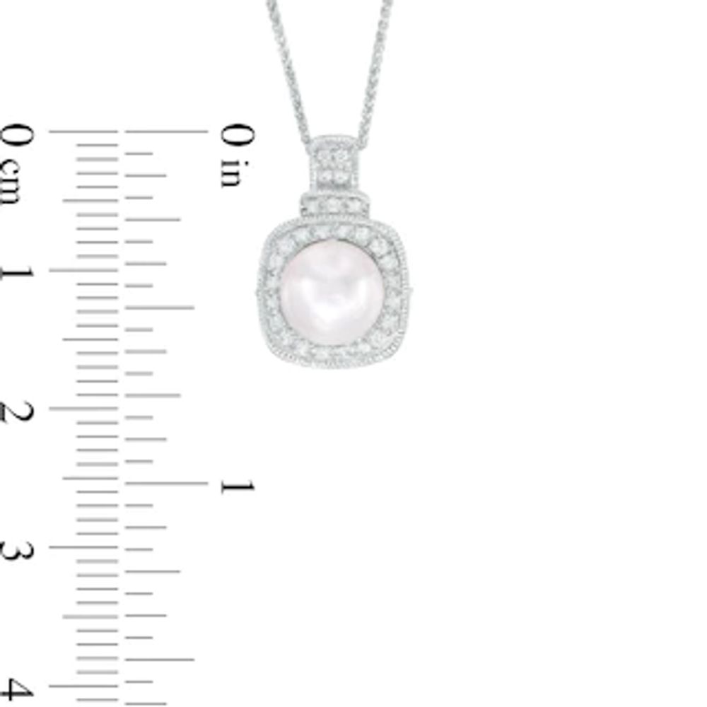 Vera Wang LOVE 7.5-8.0mm Akoya Cultured Pearl and 0.14 CT. T.W. Diamond Frame Pendant in 14K White Gold|Peoples Jewellers