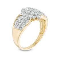 0.95 CT. T.W. Round and Baguette Composite Diamond Engagement Ring in 14K Gold|Peoples Jewellers