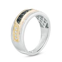 Men's 0.33 CT. T.W. Enhanced Black and White Diamond Band in 10K Two-Tone Gold|Peoples Jewellers