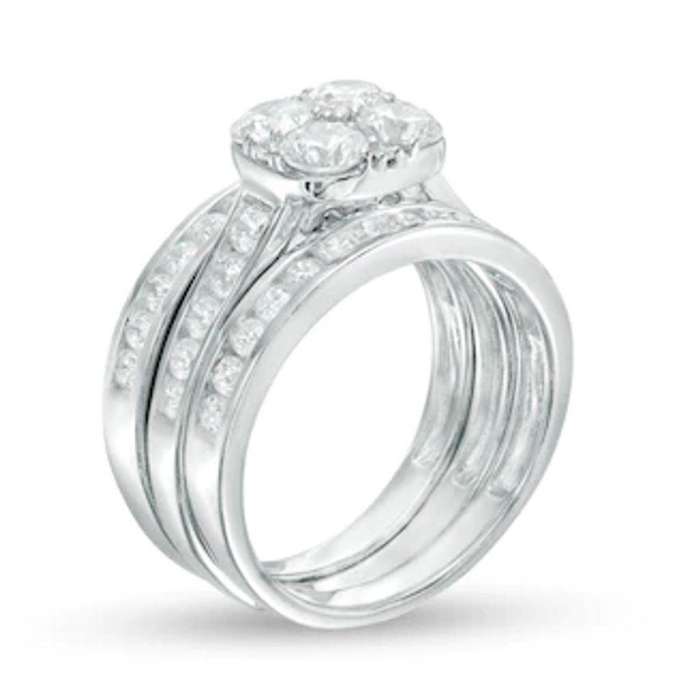 1.95 CT. T.W. Composite Diamond Three Piece Bridal Set in 14K White Gold|Peoples Jewellers