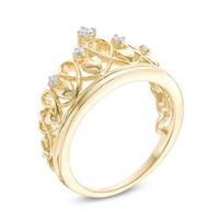 Diamond Accent Heart Crown Ring in Sterling Silver with 14K Gold Plate|Peoples Jewellers