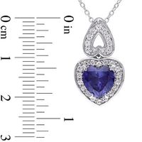 8.0mm Heart-Shaped Lab-Created Blue and White Sapphire Frame Pendant in Sterling Silver|Peoples Jewellers