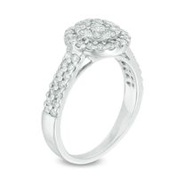 0.95 CT. T.W. Composite Diamond Frame Double Row Engagement Ring in 14K White Gold|Peoples Jewellers