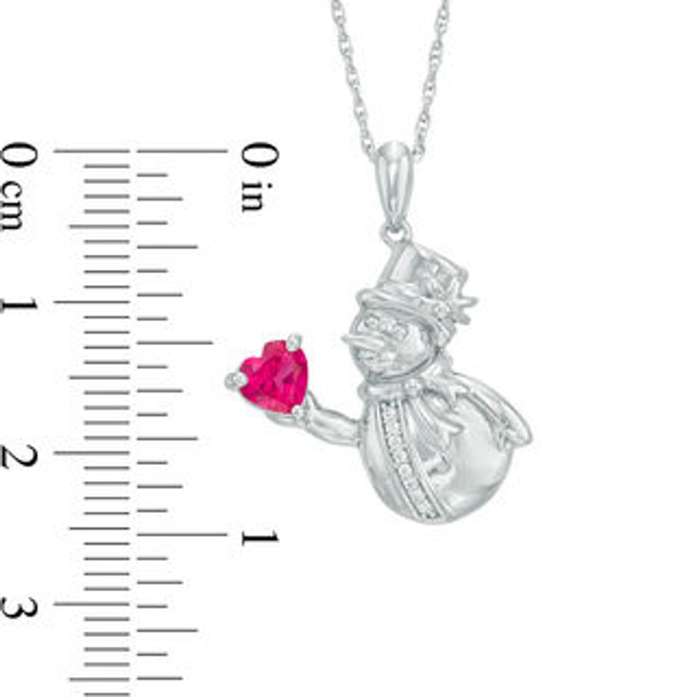 Heart-Shaped Lab-Created Ruby and Diamond Accent Snowman Pendant in Sterling Silver|Peoples Jewellers