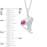 4.0mm Heart-Shaped Lab-Created Ruby and Diamond Accent Ice Skate Pendant in Sterling Silver|Peoples Jewellers