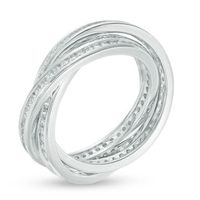 Lab-Created White Sapphire Triple Row Rolling Ring in Sterling Silver|Peoples Jewellers