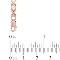 Lab-Created White Sapphire "XO" Link Bracelet in Sterling Silver with 18K Rose Gold Plate - 7.25"|Peoples Jewellers