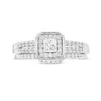 0.45 CT. T.W. Princess-Cut Diamond Cushion Frame Bridal Set in Sterling Silver|Peoples Jewellers
