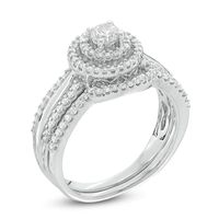 0.45 CT. T.W. Diamond Double Frame Bridal Set in 10K White Gold|Peoples Jewellers