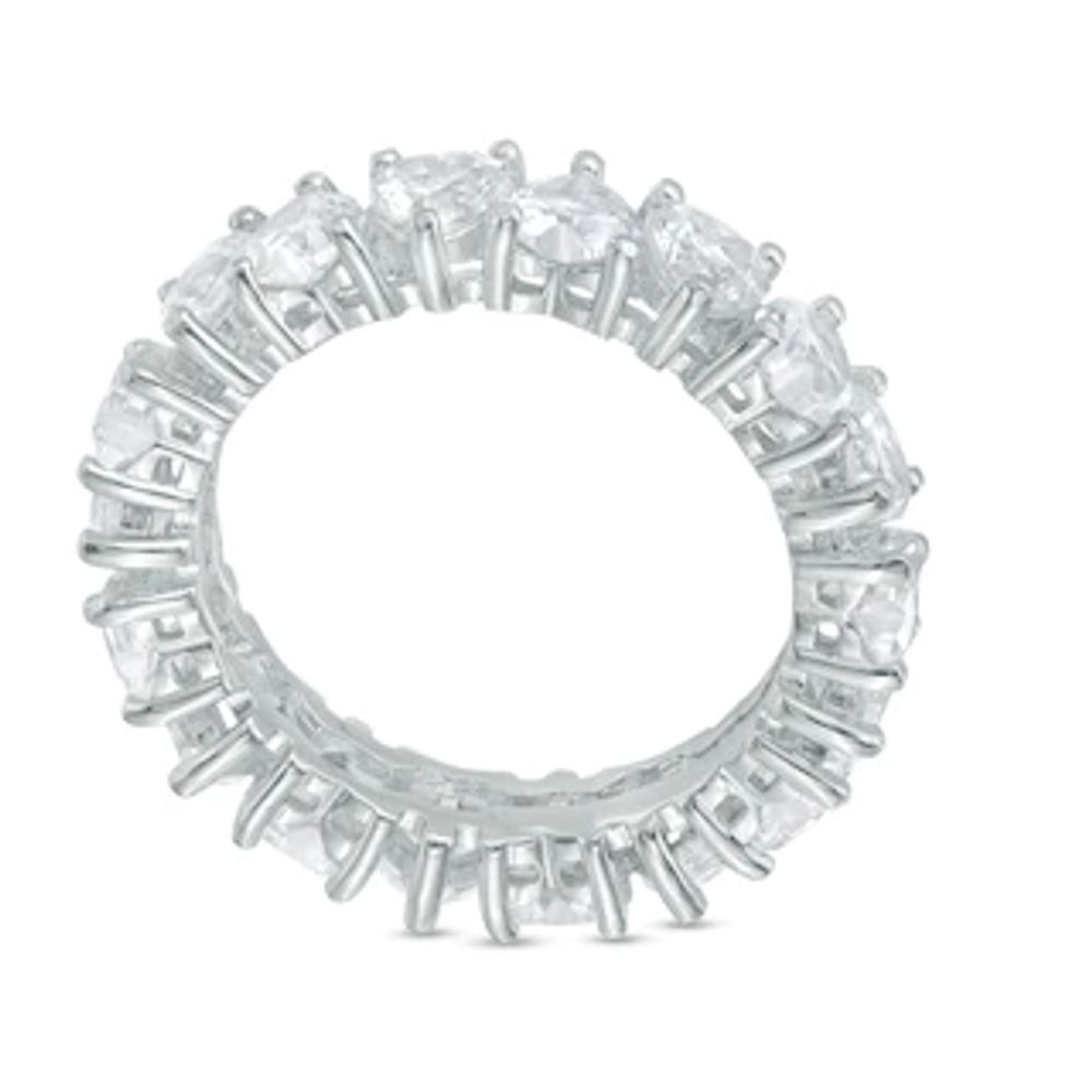 4.0mm Heart-Shaped Lab-Created White Sapphire Eternity Band in Sterling Silver|Peoples Jewellers