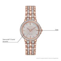 Ladies' Citizen Eco-Drive® Silhouette Crystal Rose-Tone Watch With Silver-Tone Dial (Model: EW2348-56A)|Peoples Jewellers