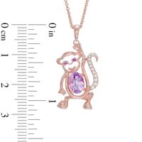 Oval Rose de France Amethyst and Lab-Created White Sapphire Monkey Pendant in Sterling Silver with 14K Rose Gold Plate|Peoples Jewellers