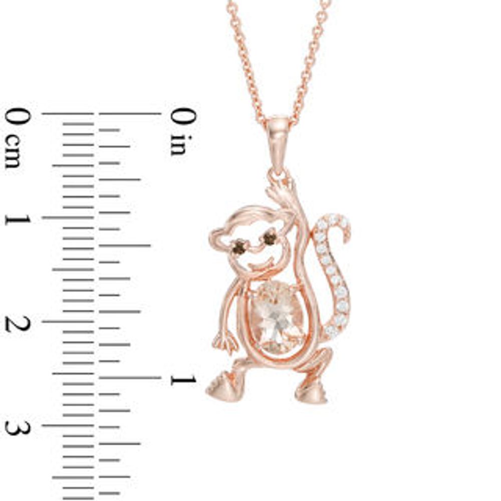 Oval Morganite, Smoky Quartz and Lab-Created White Sapphire Monkey Pendant in Sterling Silver with 14K Rose Gold Plate|Peoples Jewellers