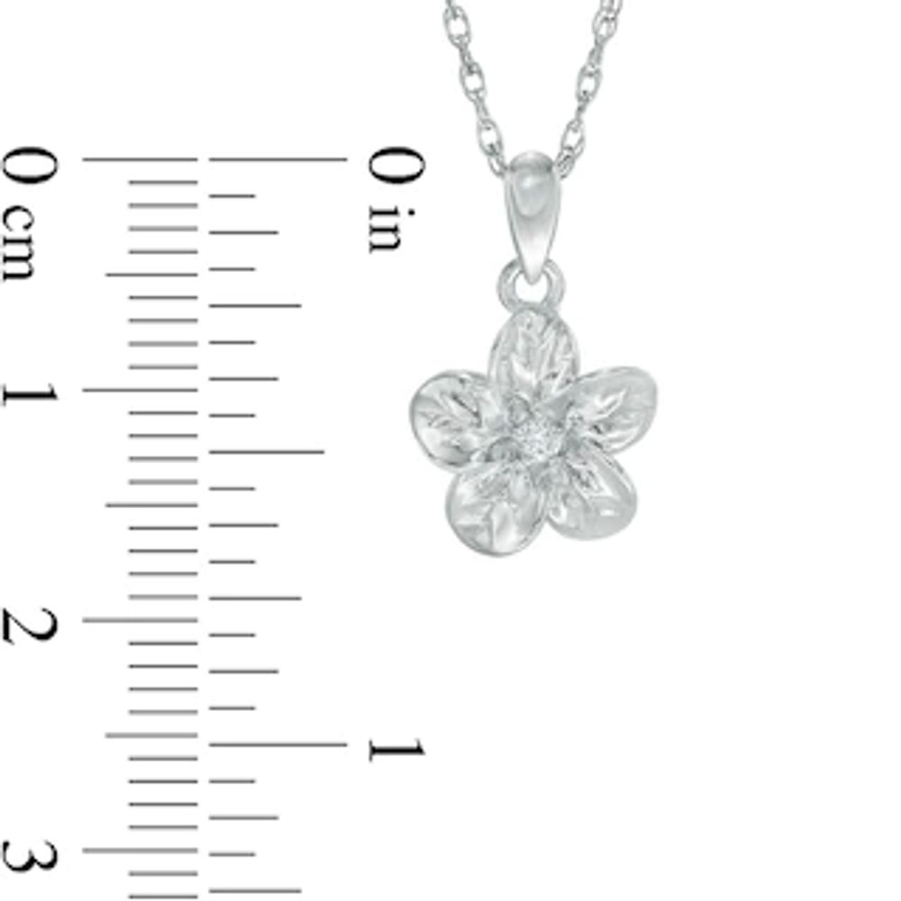 Diamond Accent Flower Pendant in Sterling Silver|Peoples Jewellers