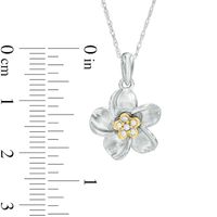 Diamond Accent Pinwheel Flower Pendant in Sterling Silver and 10K Gold|Peoples Jewellers