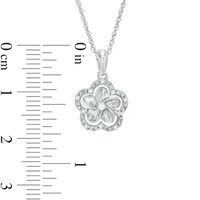 Diamond Accent Pinwheel Frame Flower Pendant in 10K White Gold|Peoples Jewellers