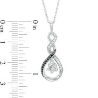 0.11 CT. T.W. Enhanced Black and White Diamond Swirling Infinity Flower Swirl Pendant in Sterling Silver and 10K Gold|Peoples Jewellers