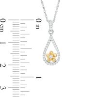 0.15 CT. T.W. Diamond Teardrop Flower Pendant in Sterling Silver and 10K Gold|Peoples Jewellers