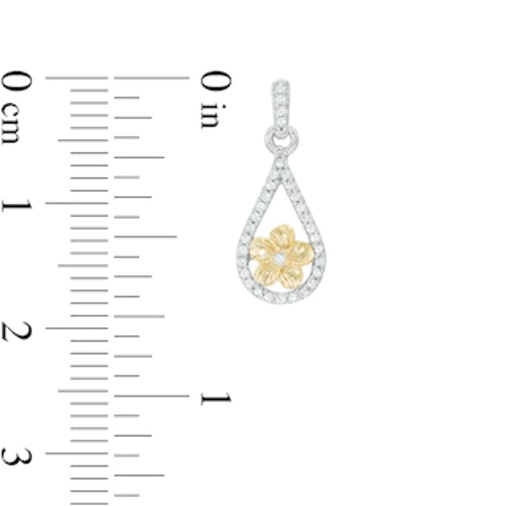 0.18 CT. T.W. Diamond Teardrop Flower Earrings in Sterling Silver and 10K Gold|Peoples Jewellers