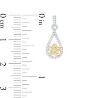 0.18 CT. T.W. Diamond Teardrop Flower Earrings in Sterling Silver and 10K Gold|Peoples Jewellers