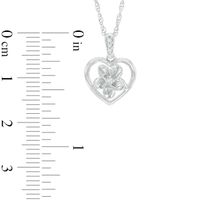 Diamond Accent Heart Frame Flower Pendant in Sterling Silver|Peoples Jewellers