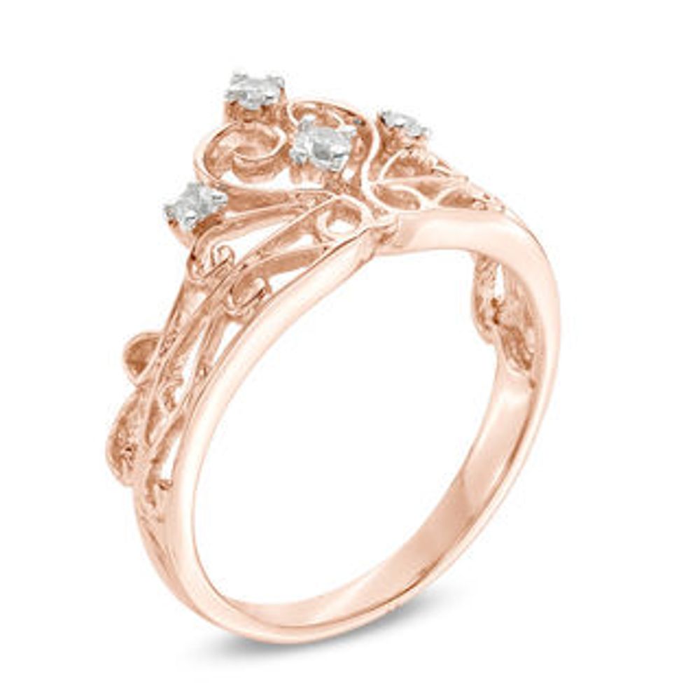 0.09 CT. T.W. Diamond Crown Ring in Sterling Silver with 14K Rose Gold Plate|Peoples Jewellers