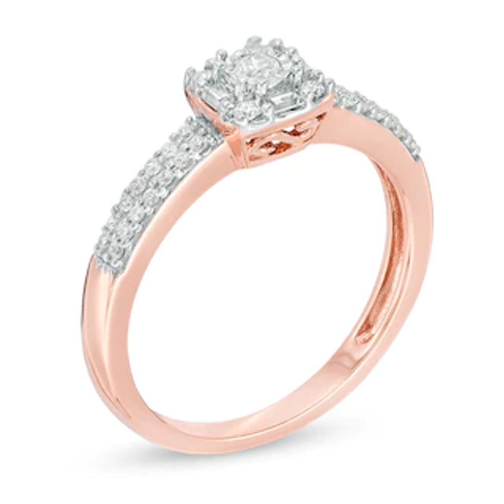 0.23 CT. T.W. Diamond Double Row Promise Ring in 10K Rose Gold|Peoples Jewellers