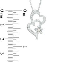 0.09 CT. T.W. Diamond Tilted Double Heart Flower Pendant in Sterling Silver and 10K Gold|Peoples Jewellers