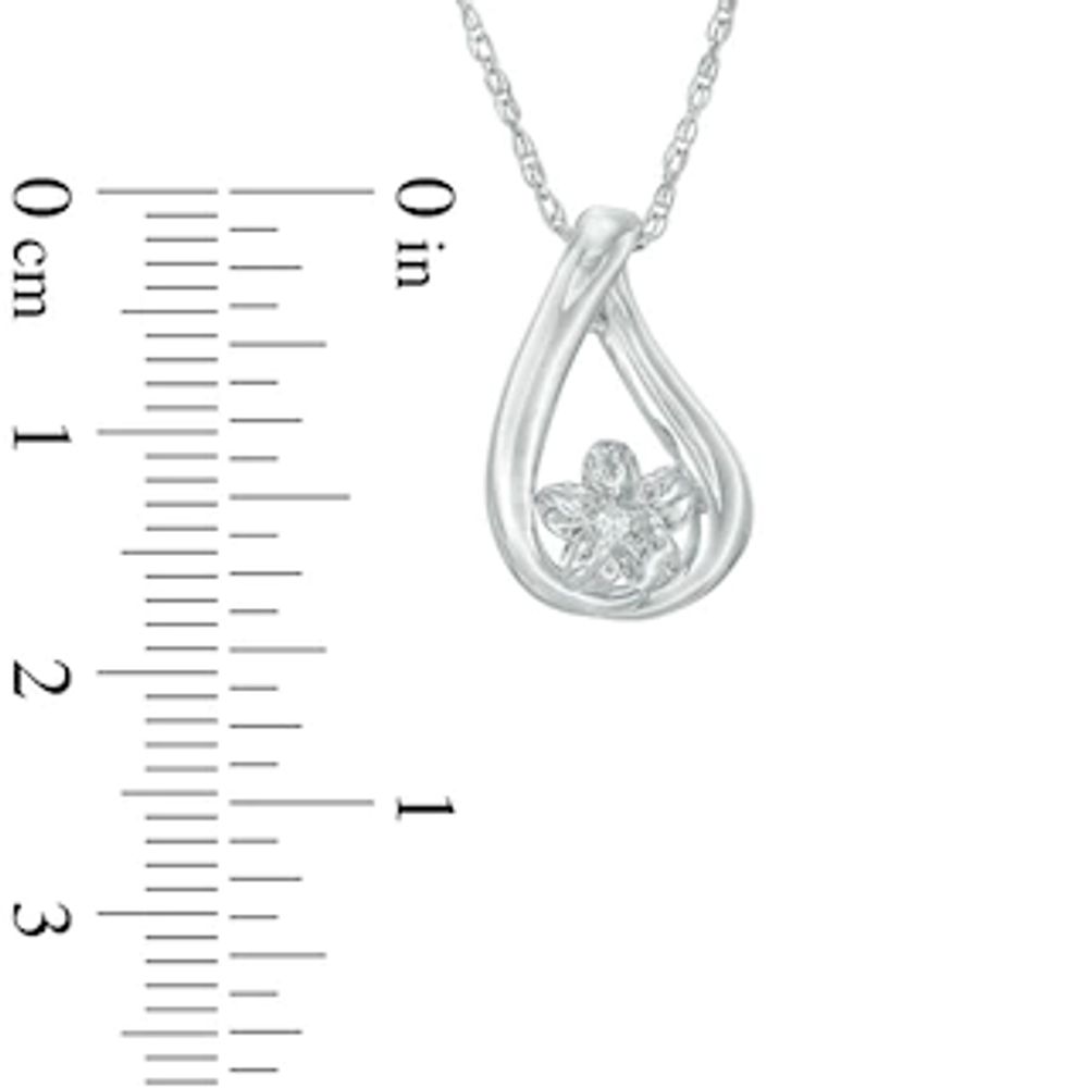 Diamond Accent Flower Teardrop Pendant in Sterling Silver|Peoples Jewellers