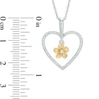 0.18 CT. T.W. Diamond Heart Frame Flower Pendant in Sterling Silver and 10K Gold|Peoples Jewellers